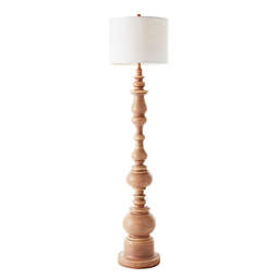 Bee & Willow™ Wood Turned Floor Lamp in Natural with Natural Linen Shade