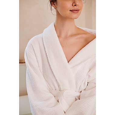 Haven&trade; Waffle Small Organic Cotton Robe in White. View a larger version of this product image.