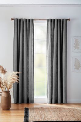 Bee & Willow&trade; Textured Herringbone 108-Inch Curtain Panel in Dark Grey (Single)