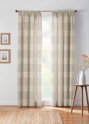 Bee & Willow&trade; Textured Check 84-Inch Rod Pocket/Back Tab Curtain Panel in Taupe (Single)
