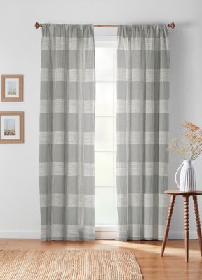 Bee & Willow&trade; Textured Check 63-Inch Rod Pocket/Back Tab Curtain Panel in Grey (Single)