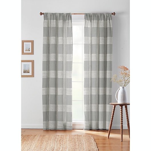 Alternate image 1 for Bee & Willow™ Textured Check 84-Inch Rod Pocket/Back Tab Curtain Panel in Grey (Single)
