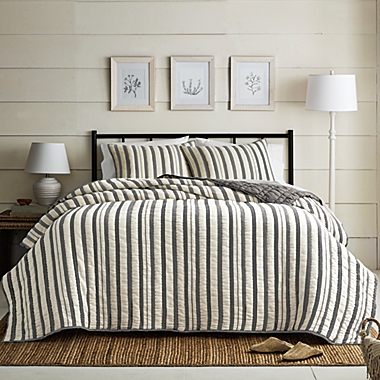 Bee &amp; Willow&trade; 3-Piece Canton Stripe Full/Queen Quilt Set in Grey. View a larger version of this product image.