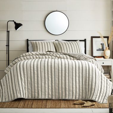 Bee &amp; Willow&trade; 3-Piece Canton Stripe King Quilt Set in Taupe. View a larger version of this product image.