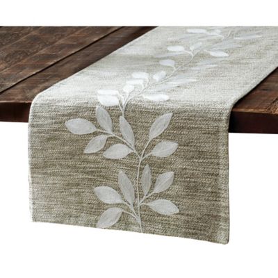 Bee &amp; Willow&trade; Embroidered Leaf Table Runner in Linen