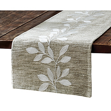Bee &amp; Willow&trade; 90-Inch Embroidered Leaf Table Runner in Linen. View a larger version of this product image.