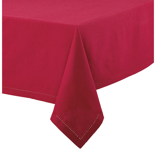 Alternate image 1 for Bee & Willow™ Solid Hemstitch 52-Inch Square Tablecloth in Red
