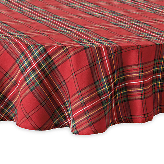 Plaid 70 Inch Round Tablecloth In Red, How To Sew A 70 Inch Round Tablecloth