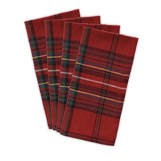 Alternate image 1 for Bee & Willow™ Christmas Plaid Napkins in Red (Set of 4)