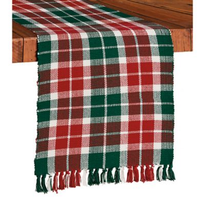 Bee &amp; Willow&reg;  Christmas Fringe 90-Inch Plaid Table Runner in Red/Green