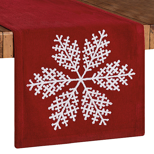 Alternate image 1 for Bee & Willow™ Embroidered Snowflake Table Runner in Red/White
