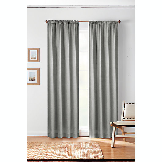 Alternate image 1 for Bee & Willow™ Textured Solid 108-Inch Rod Pocket/Back Tab Curtain Panel in Grey (Single)
