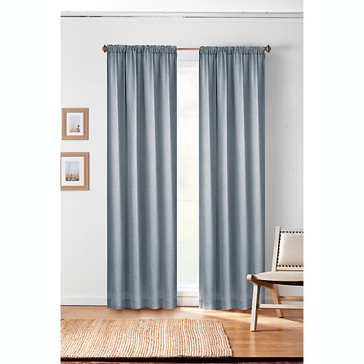 Alternate image 1 for Bee & Willow™ Textured Solid 84-Inch Rod Pocket/Back Tab Curtain Panel in Navy (Single)
