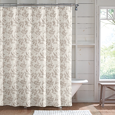 Bee &amp; Willow&trade; 72-Inch x 72-Inch Stamped Leaves Shower Curtain in Pure Cashmere. View a larger version of this product image.