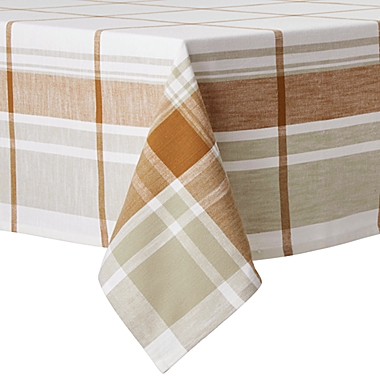 Bee &amp; Willow&trade; Woven Plaid 60-Inch x 84-Inch Oblong Tablecloth in Pecan. View a larger version of this product image.