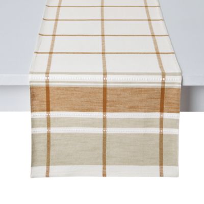 Bee &amp; Willow&trade; Woven Plaid Table Runner in Roasted Pecan