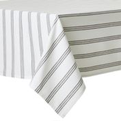 Bee &amp; Willow&trade; Woven Stripe Tablecloth in White/Charcoal