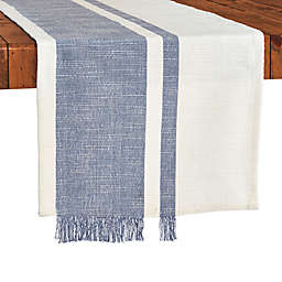 Bee & Willow™ Asymmetrical Striped Fringe Table Runner in Folkstone Grey