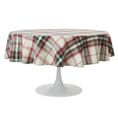 Bee & Willow&trade; Holiday Plaid 70-Inch Round Christmas Tablecloth in Green/Red