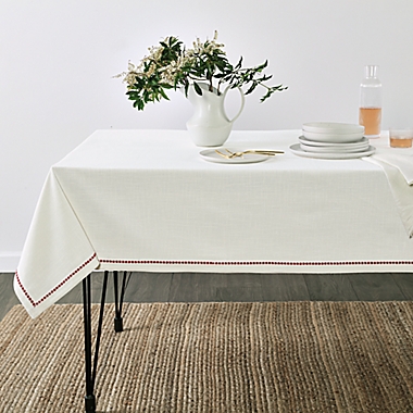 Bee &amp; Willow&trade; Embroidered Snowflake 60-Inch x 144-Inch Oblong Tablecloth. View a larger version of this product image.
