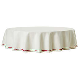 Bee & Willow™ Embroidered Snowflakes 70-Inch Round Tablecloth in Coconut Milk/Red