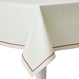 Bee & Willow™ Embroidered Snowflake Tablecloth in Coconut Milk/Red