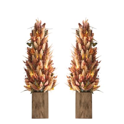 Bee &amp; Willow&trade; 3-Foot Heather Pre-Lit Porch Trees (Set of 2)