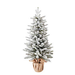 Bee & Willow™ 3.5-Foot Flocked Fir Porch Christmas Tree with Burlap Stand in White