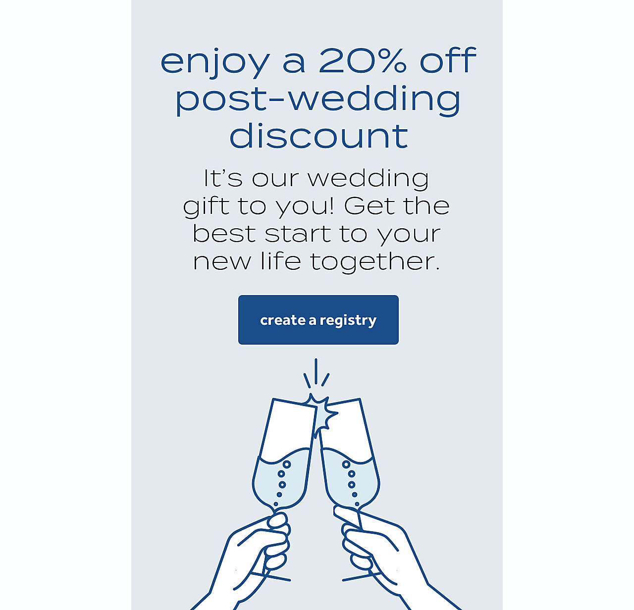 enjoy a 20% off post-wedding discount