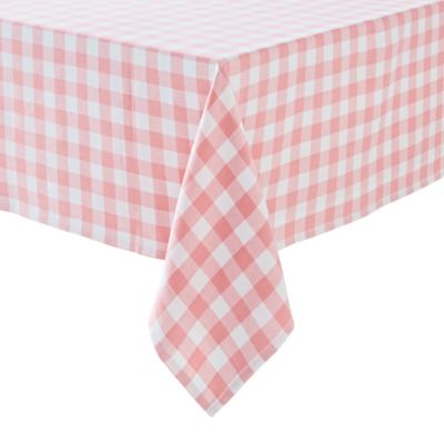 H for Happy&trade; Gingham Plaid 60-Inch x 102-Inch Oblong Tablecloth in Light Pink