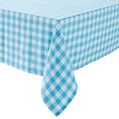H for Happy&trade; Gingham Plaid 60-Inch x 144-Inch Oblong Tablecloth in Light Blue