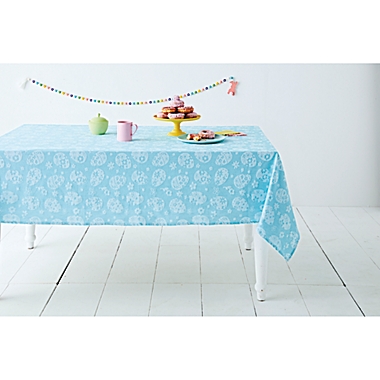 H for Happy&trade; Eggs Jacquard 60-Inch x 102-Inch Oblong Tablecloth in Light Blue. View a larger version of this product image.