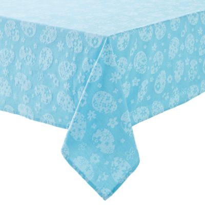 H for Happy&trade; Eggs Jacquard 60-Inch x 84-Inch Oblong Tablecloth in Light Blue