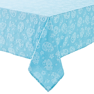 H for Happy&trade; Eggs Jacquard 60-Inch x 84-Inch Oblong Tablecloth in Light Blue. View a larger version of this product image.