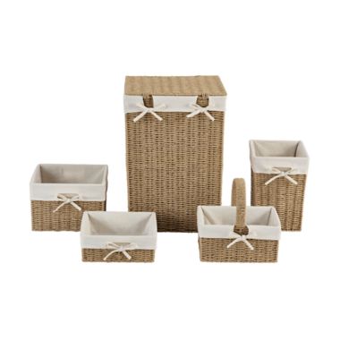ever &amp; ever&trade; 5-Piece Lined Hamper Storage Set in Natural. View a larger version of this product image.