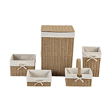 ever &amp; ever&trade; 5-Piece Lined Hamper Storage Set in Natural. View a larger version of this product image.