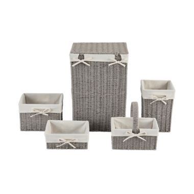 ever &amp; ever&trade; 5-Piece Lined Hamper Storage Set in Grey. View a larger version of this product image.