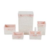 ever &amp; ever&trade; 5-Piece Lined Hamper Storage Set in White
