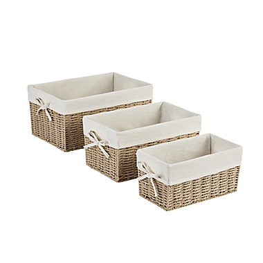 ever &amp; ever&trade; 3-Piece Lined Storage Basket Set in Natural. View a larger version of this product image.