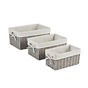 ever &amp; ever&trade; 3-Piece Lined Storage Basket Set in Grey