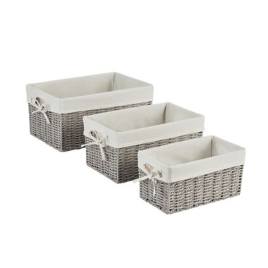 ever &amp; ever&trade; 3-Piece Lined Storage Basket Set in Grey. View a larger version of this product image.