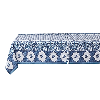 Everhome&trade; Woodblock Paisley 60-Inch x 84-Inch Oblong Tablecloth with Umbrella Hole. View a larger version of this product image.
