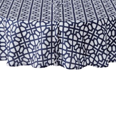 Everhome Graphic Trellis 70 Inch Round Tablecloth In White Blue Bed Bath Beyond - 70 Round Patio Tablecloth With Zipper