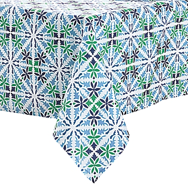 Everhome&trade; Summer Medallion 60-Inch x 84-Inch Umbrella Tablecloth in Blue/Green. View a larger version of this product image.