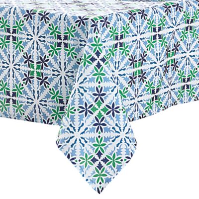 Everhome&trade; Summer Medallion Tablecloth in Blue/Green