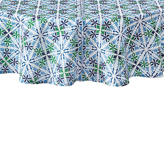 Everhome Summer Medallion 70 Inch Round Tablecloth In Blue Green Bed Bath Beyond - 70 Round Patio Tablecloth With Zipper