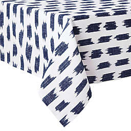 Everhome™ Ikat Stripe 60-Inch x 84-Inch Umbrella Tablecloth in White/Blue
