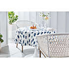 Alternate image 1 for Everhome&trade; Ikat Stripe 70-Inch Round Tablecloth in White/Blue with Umbrella Hole