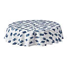 Alternate image 4 for Everhome&trade; Ikat Stripe 70-Inch Round Tablecloth in White/Blue with Umbrella Hole