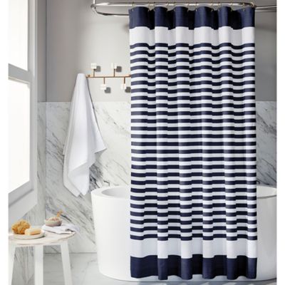 Everhome™ Samson Coastal Stripe 54-Inch x 80-Inch Shower Curtain in  Maritime Blue | Bed Bath & Beyond